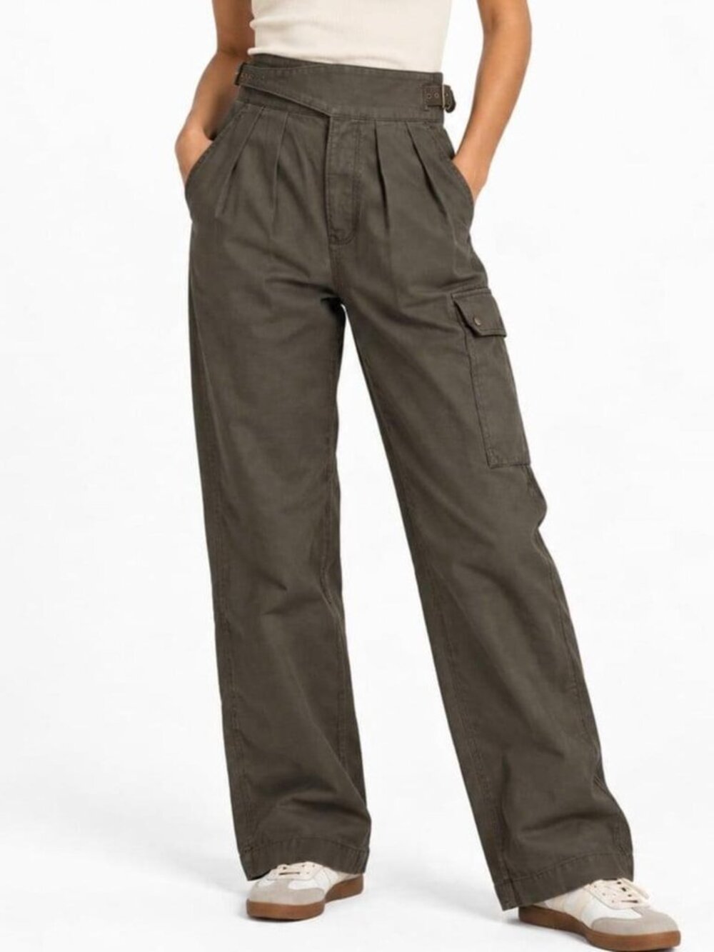 Bananna Republic Heritage Pleated Utility Cotton-Linen Blend Trousers NWT Sz 16